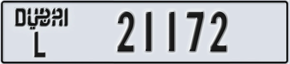 UAE License Plate Dubai L 21172