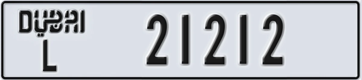 UAE License Plate Dubai L 21212