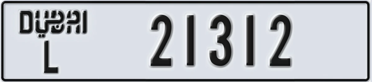 UAE License Plate Dubai L 21312