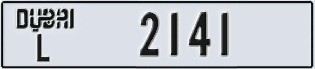 UAE License Plate Dubai L 2141