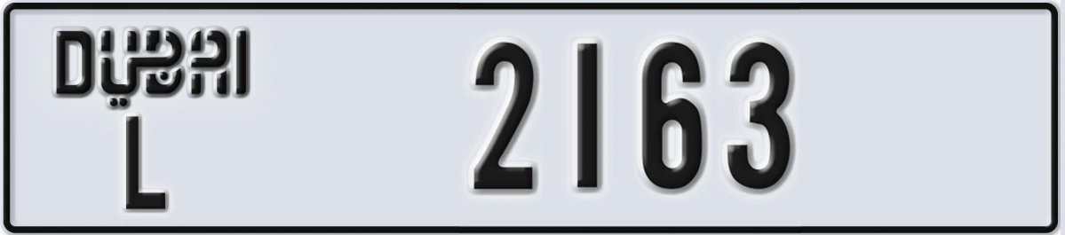 UAE License Plate Dubai L 2163