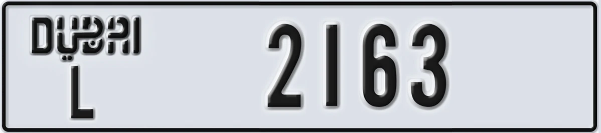 UAE License Plate Dubai L 2163