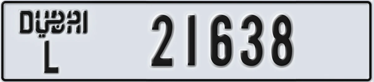 UAE License Plate Dubai L 21638