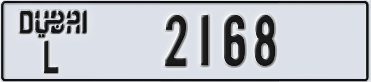 UAE License Plate Dubai L 2168