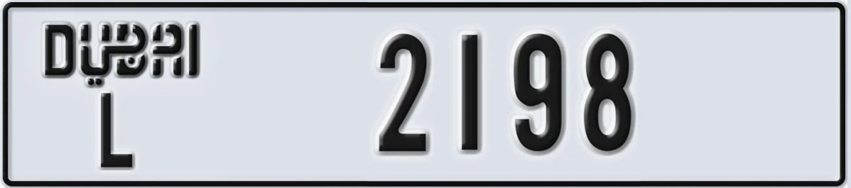UAE License Plate Dubai L 2198