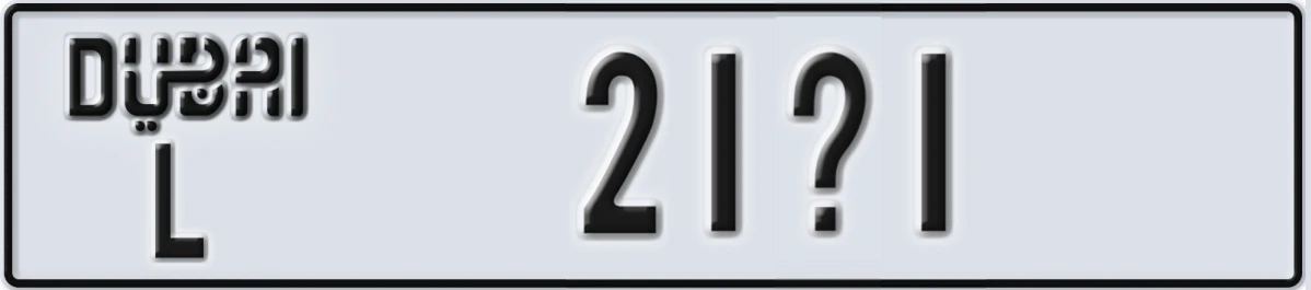 UAE License Plate Dubai L 21X1