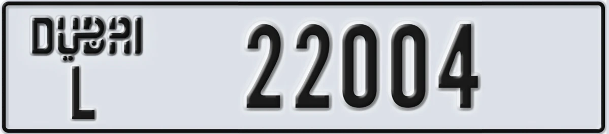 UAE License Plate Dubai L 22004