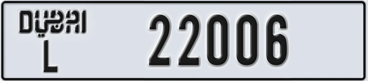 UAE License Plate Dubai L 22006