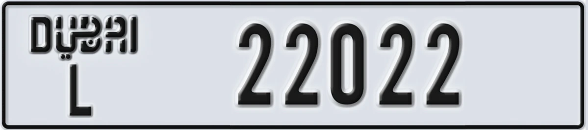 UAE License Plate Dubai L 22022