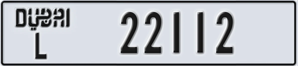 UAE License Plate Dubai L 22112