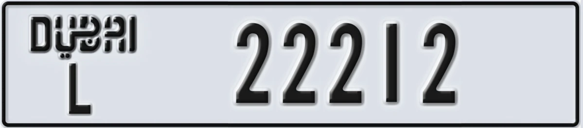 UAE License Plate Dubai L 22212