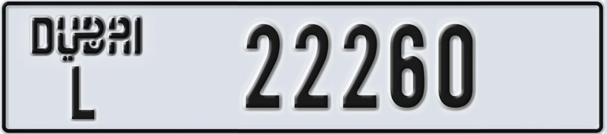 UAE License Plate Dubai L 22260