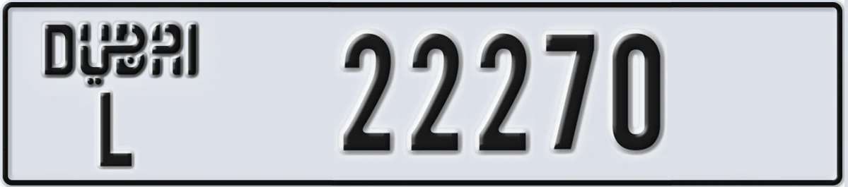UAE License Plate Dubai L 22270