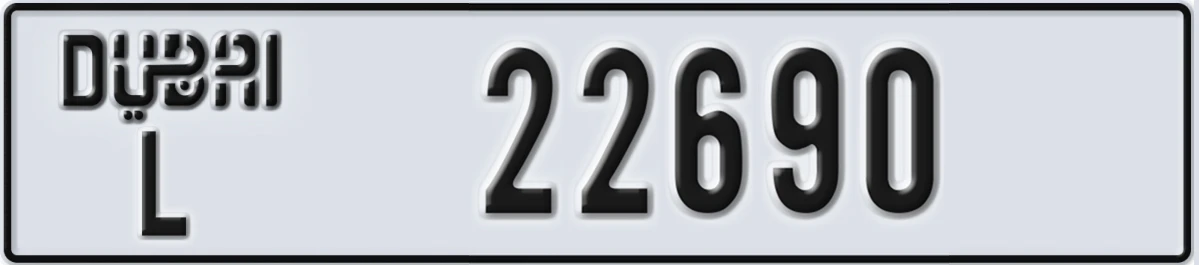 UAE License Plate Dubai L 22690