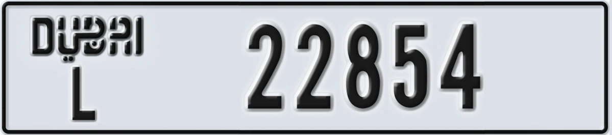 UAE License Plate Dubai L 22854