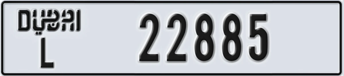 UAE License Plate Dubai L 22885