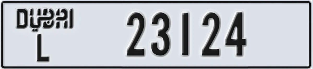 UAE License Plate Dubai L 23124
