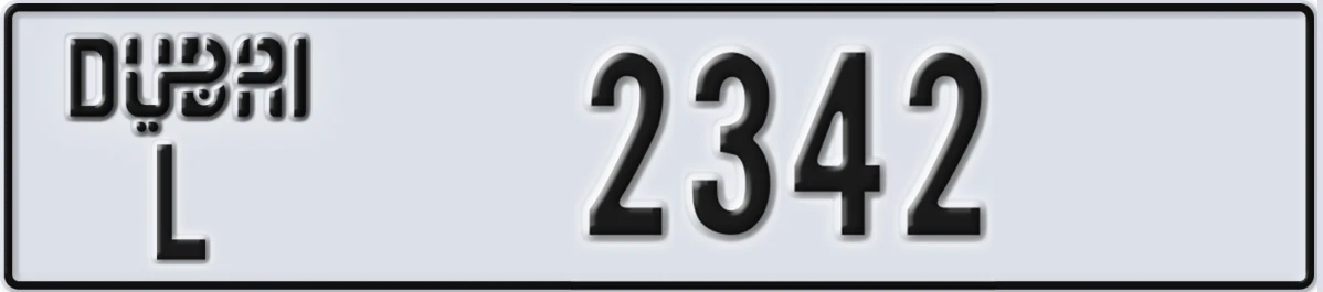 UAE License Plate Dubai L 2342