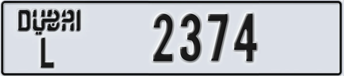 UAE License Plate Dubai L 2374