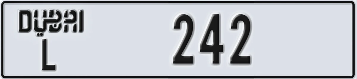 UAE License Plate Dubai L 242