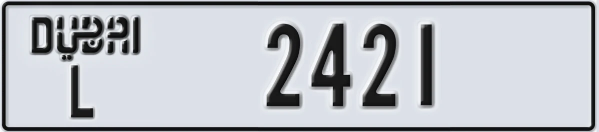 UAE License Plate Dubai L 2421