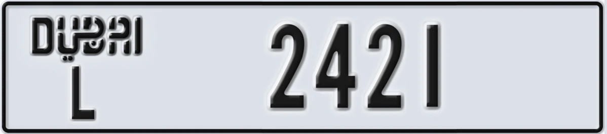 UAE License Plate Dubai L 2421