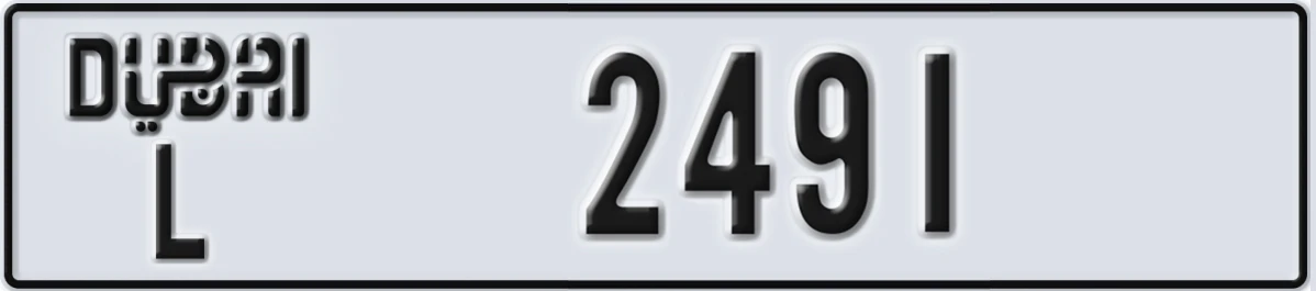 UAE License Plate Dubai L 2491