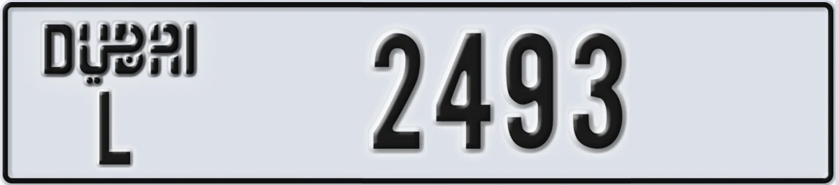 UAE License Plate Dubai L 2493