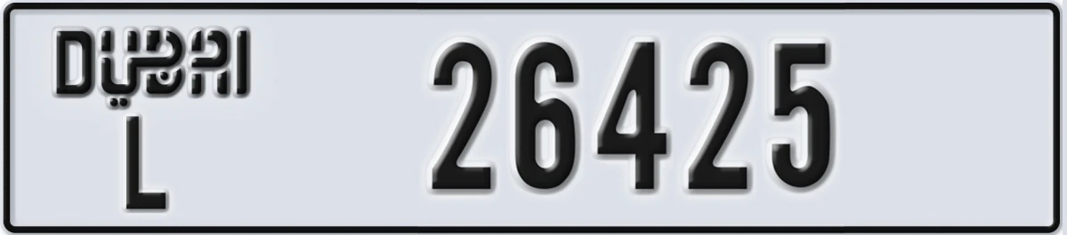 UAE License Plate Dubai L 26425