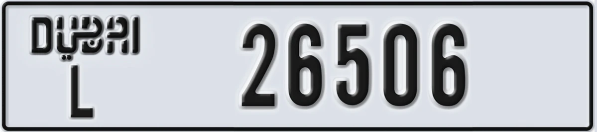 UAE License Plate Dubai L 26506
