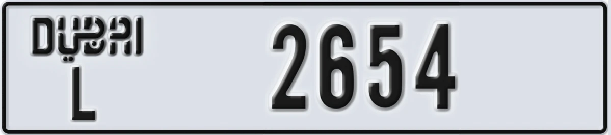 UAE License Plate Dubai L 2654