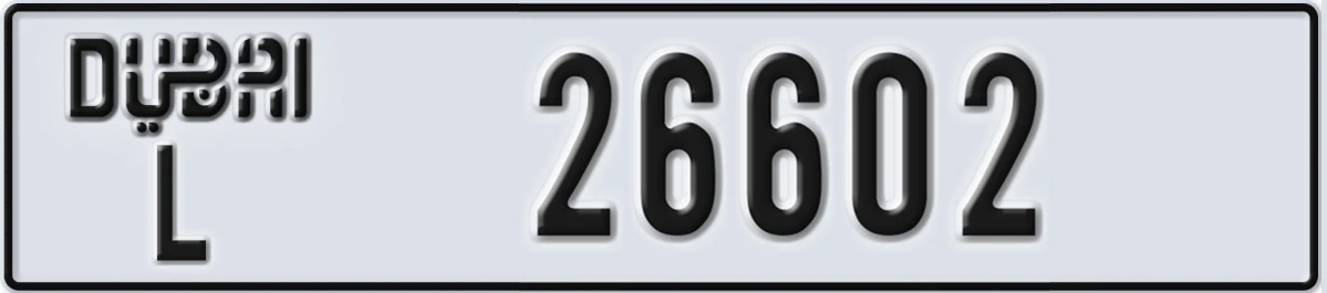 UAE License Plate Dubai L 26602