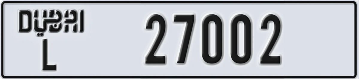 UAE License Plate Dubai L 27002
