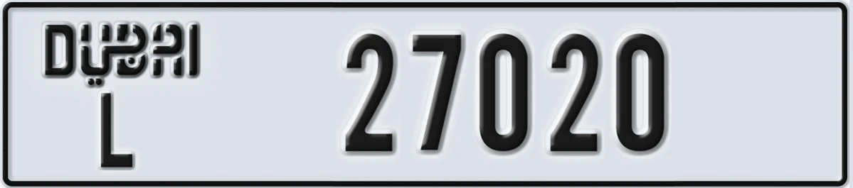 UAE License Plate Dubai L 27020
