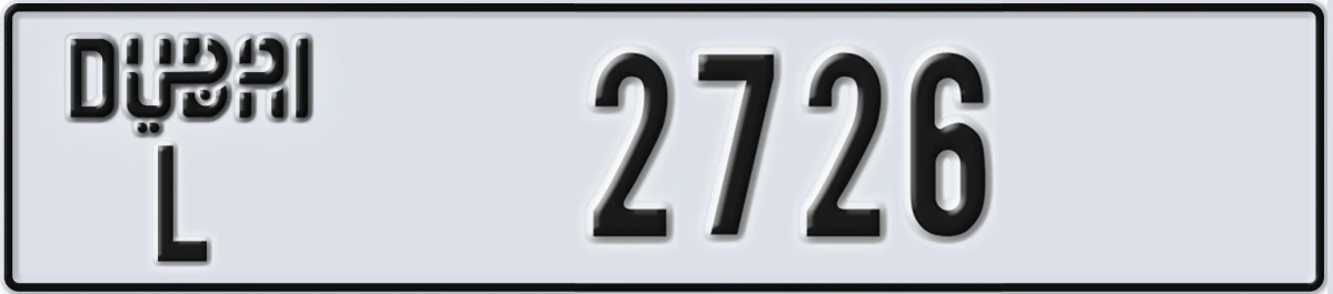 UAE License Plate Dubai L 2726