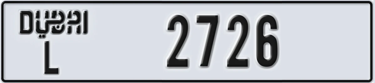 UAE License Plate Dubai L 2726