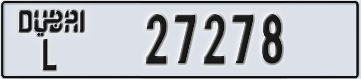 UAE License Plate Dubai L 27278