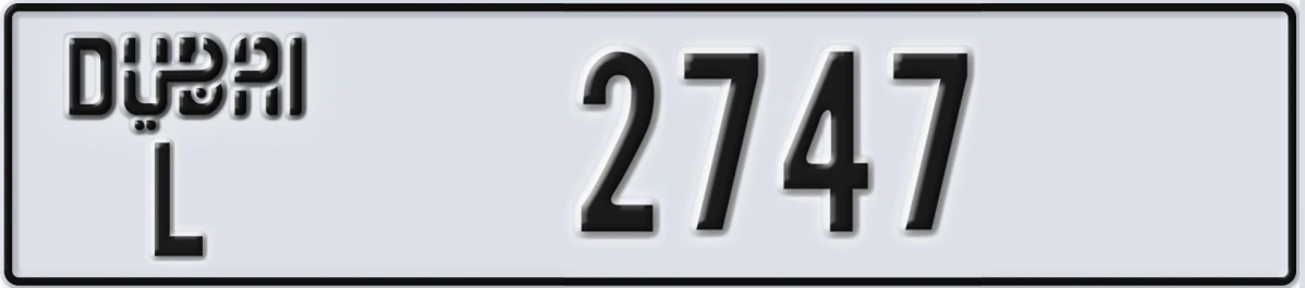 UAE License Plate Dubai L 2747