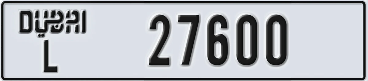 UAE License Plate Dubai L 27600