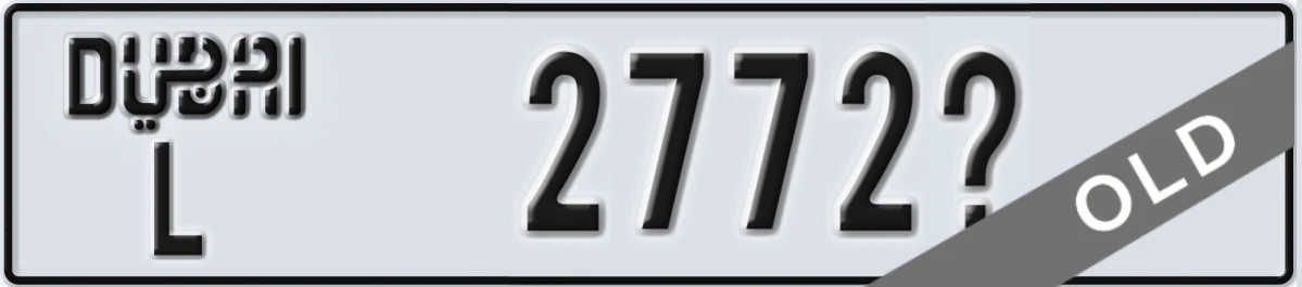 UAE License Plate Dubai L 2772X