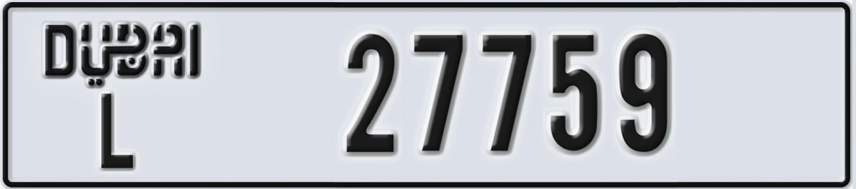UAE License Plate Dubai L 27759
