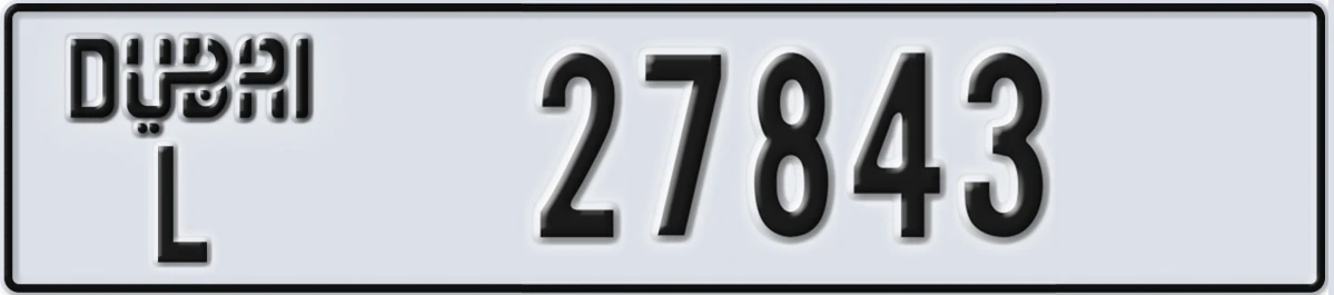 UAE License Plate Dubai L 27843
