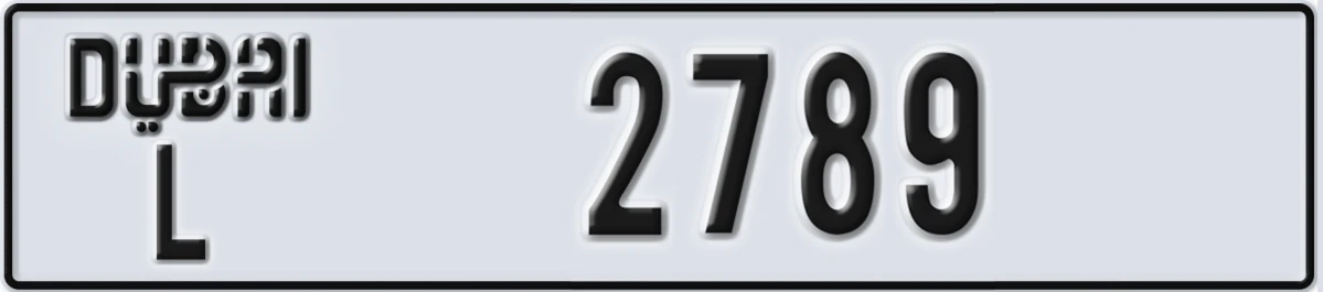 UAE License Plate Dubai L 2789