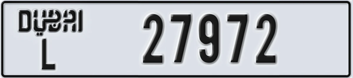 UAE License Plate Dubai L 27972