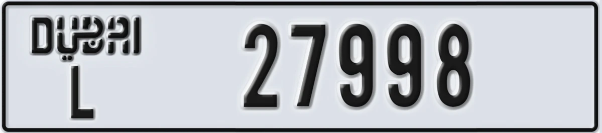 UAE License Plate Dubai L 27998