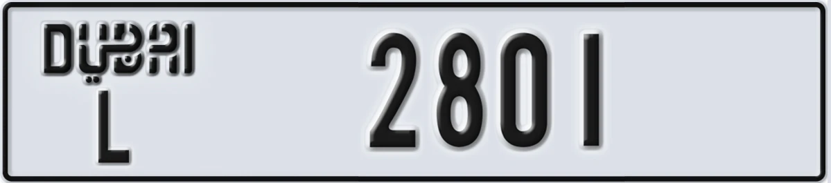 UAE License Plate Dubai L 2801