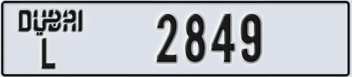 UAE License Plate Dubai L 2849