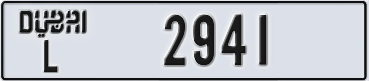 UAE License Plate Dubai L 2941