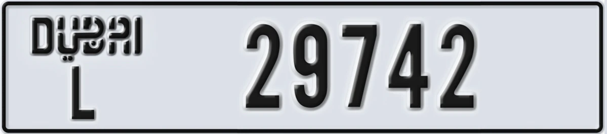 UAE License Plate Dubai L 29742