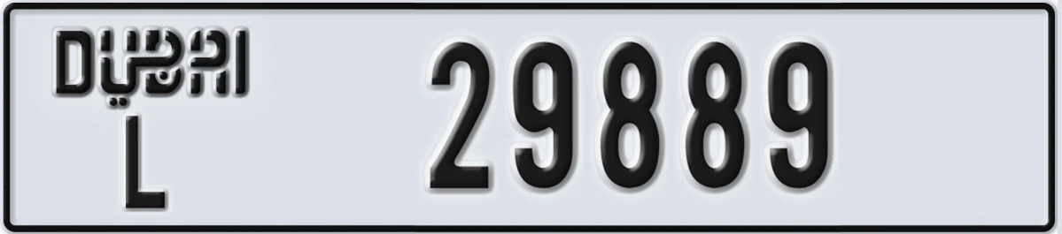 UAE License Plate Dubai L 29889